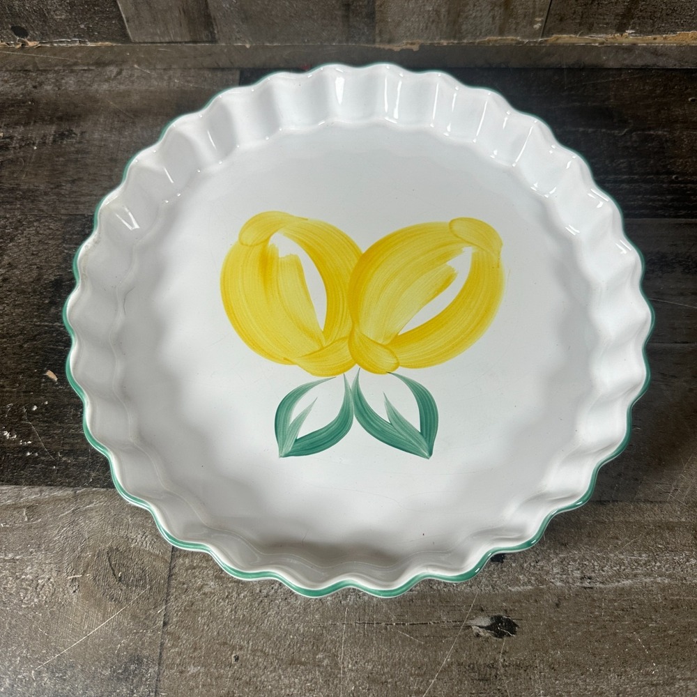 Herend Hungary Hand Painted Pottery Summer Lemon Pie Serving Dish Yellow